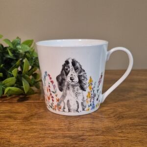 ROSE OF ENGLAND Fine Bone China Spaniel Dog And Floral Design Mug